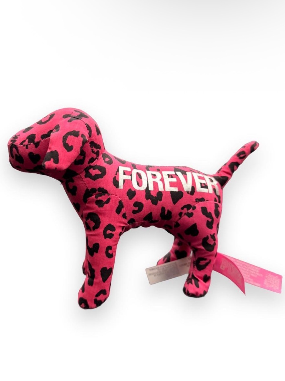 Vintage Y2K 2000’s Victoria's Secret Hot Pink Leopard 'FOREVER' Plush Dog